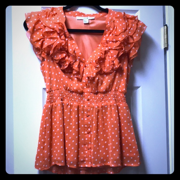 Forever 21 Tops - Orange polka dot top